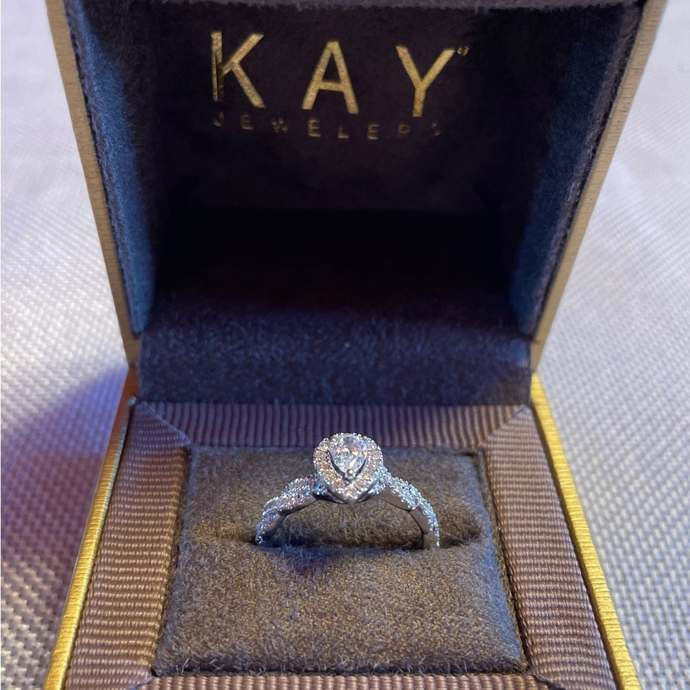 Neil Lane Pear-Shaped Diamond Engagement Ring – 7/8 ct tw, 14K White Gold